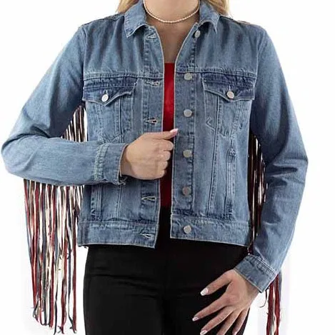 Americana Fringe Denim Jacket at Bourbon Cowgirl