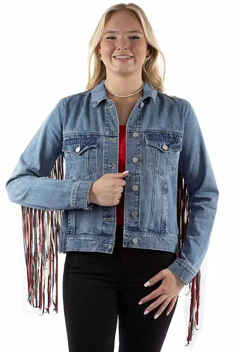 Americana Fringe Denim Jacket at Bourbon Cowgirl