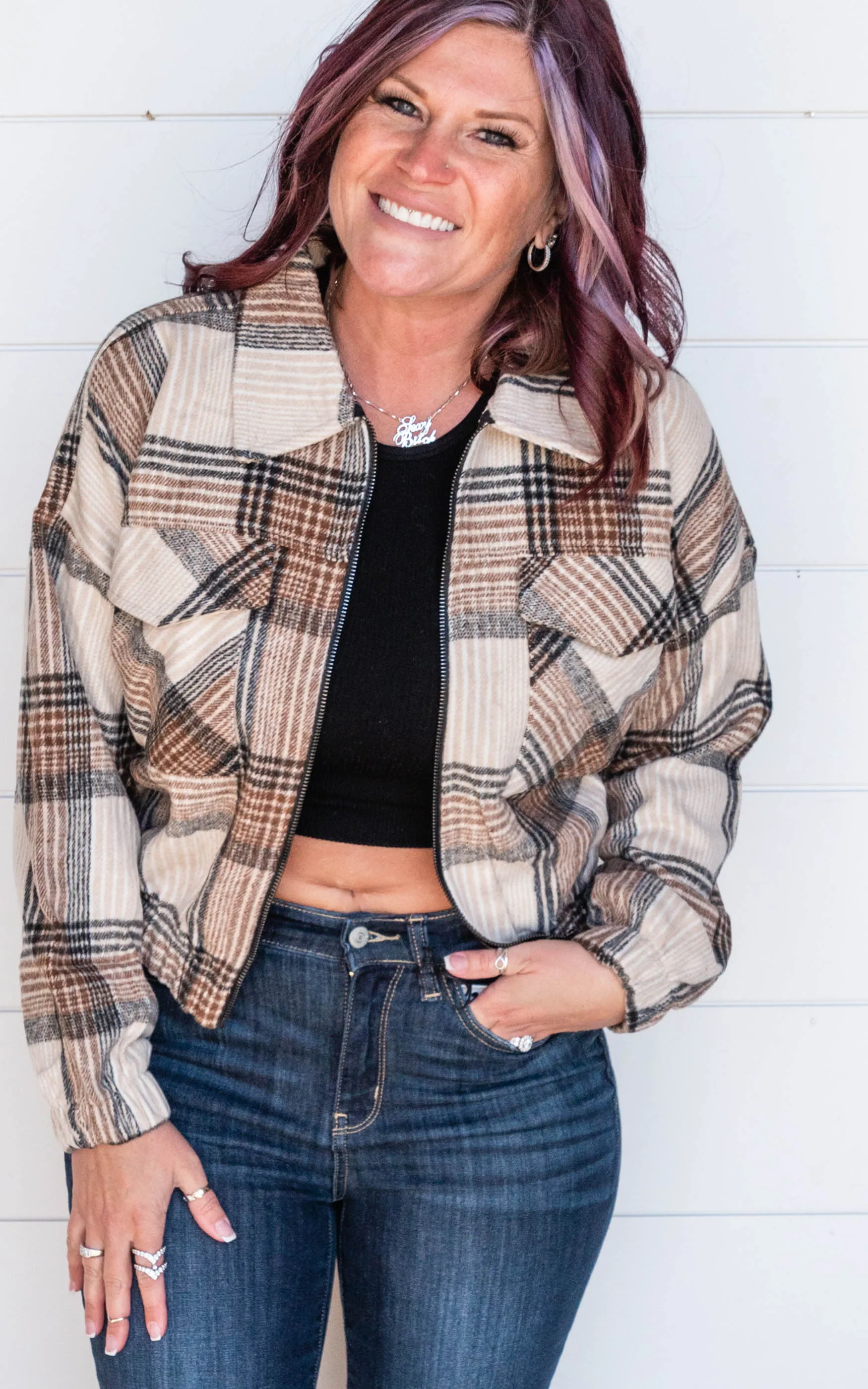 Autumn Skies Plaid Jacket