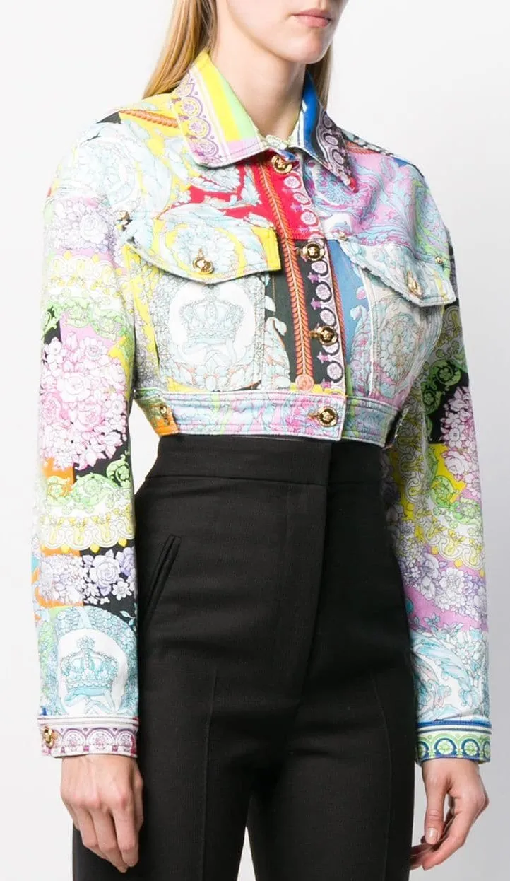 Baroque Technicolour Print Denim Jacket