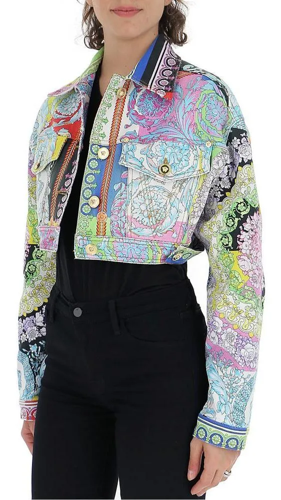 Baroque Technicolour Print Denim Jacket