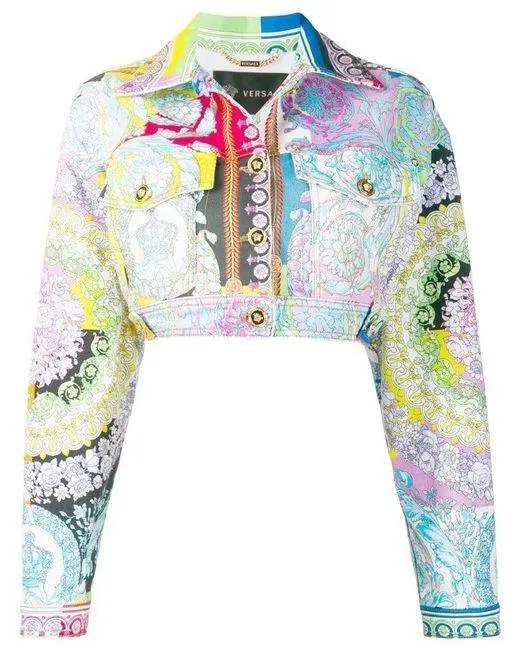 Baroque Technicolour Print Denim Jacket