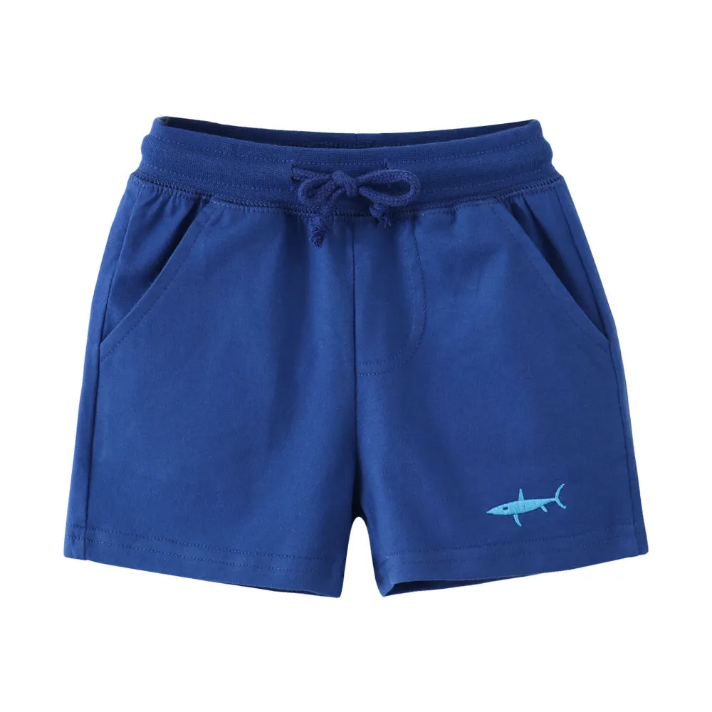 Blue Shark Print Summer Shorts