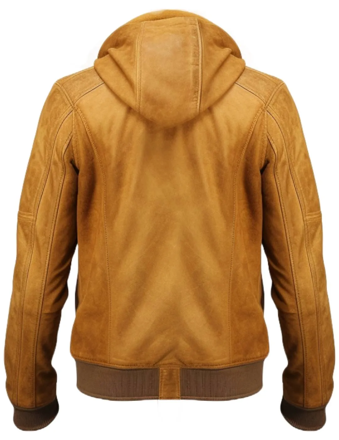 Camel Brown Hooded Suede Leather Jacket