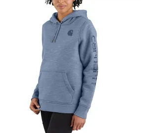 Carhartt Women's Clarksburg Graphic Sleeve Hoodie_Folkstone Grey Space Dye