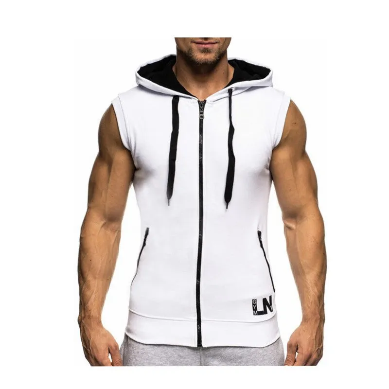 Casual Hooded Zipper Closure Sleeveless Vest