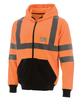 CAT Hi-Vis Full Zip Colorblock Sweatshirt - Bright Orange