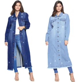 DENIM LONG JACKETS DISTRESSED WASHED