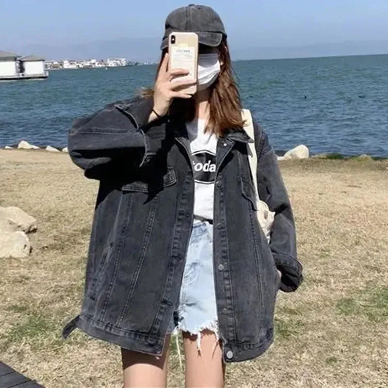 Denim Loose Long Sleeve Outwear Jackets