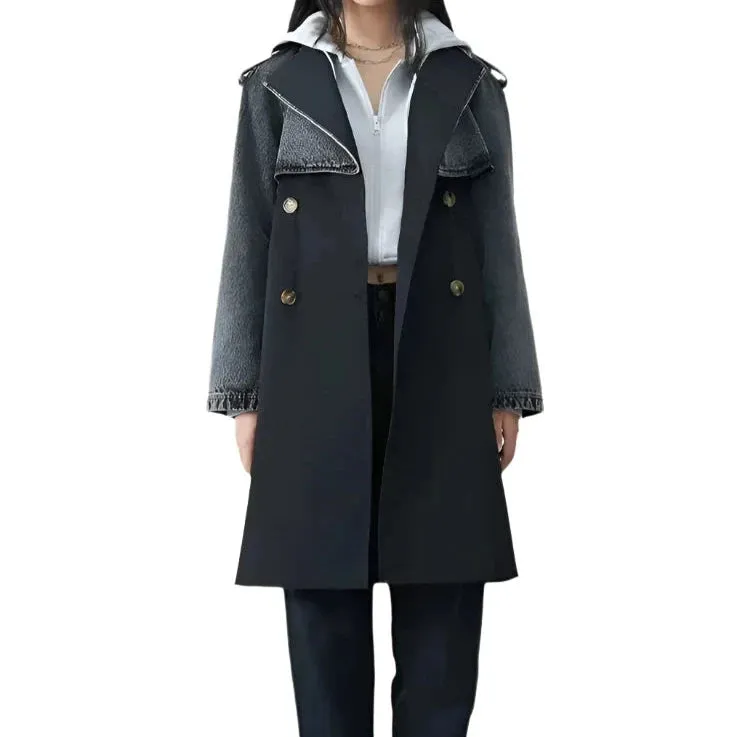 Denim Patch Trench Coat