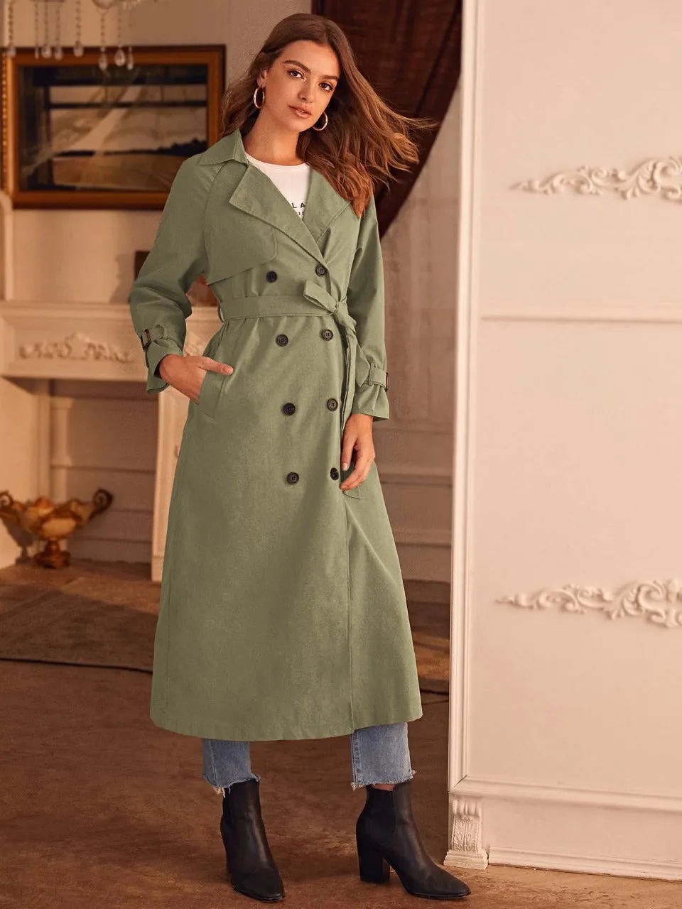 Double Breasted Belted Trench Coat (CLEARANCE SALE