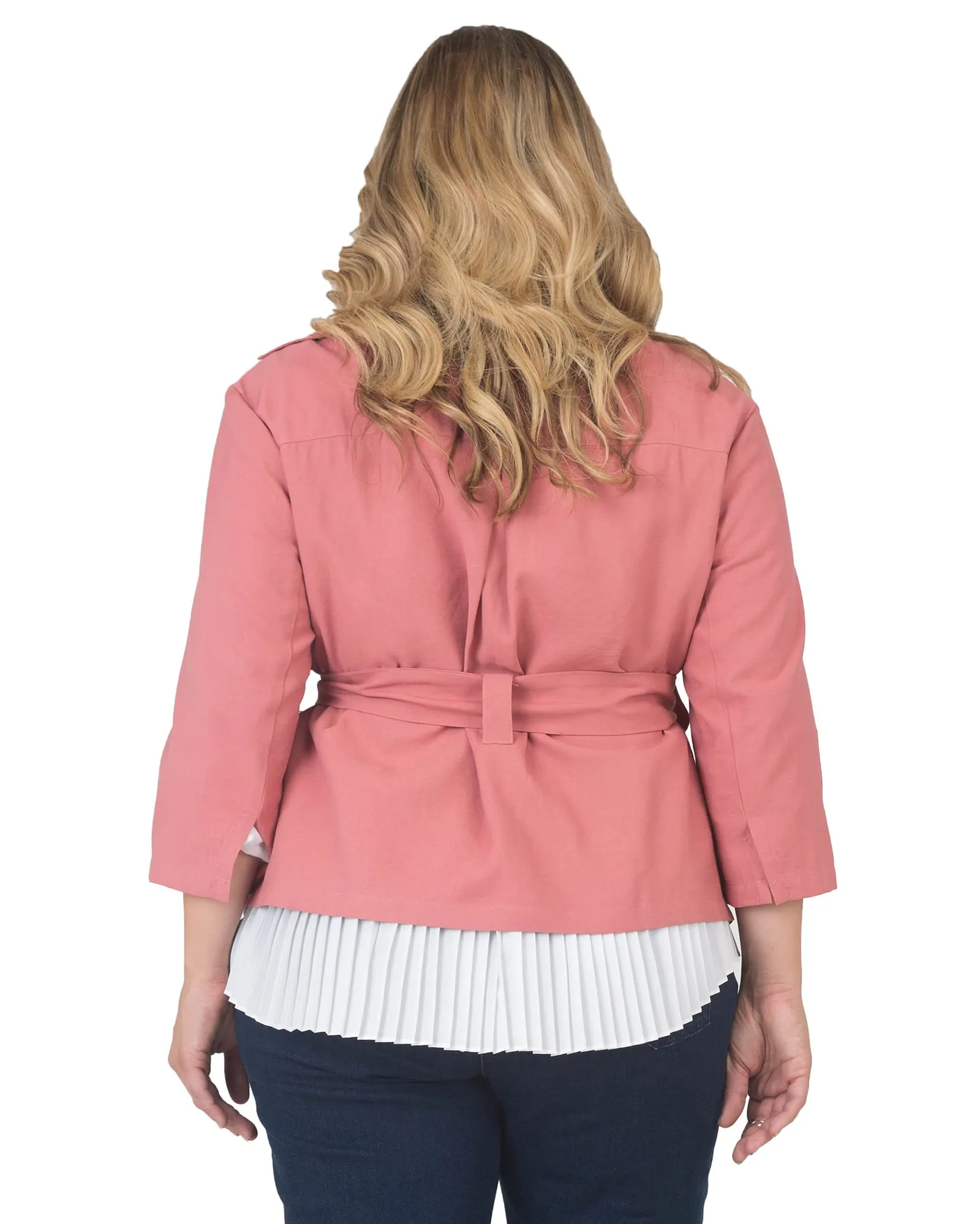 Elodie Cropped Wrap Trench Jacket | Quartz Pink