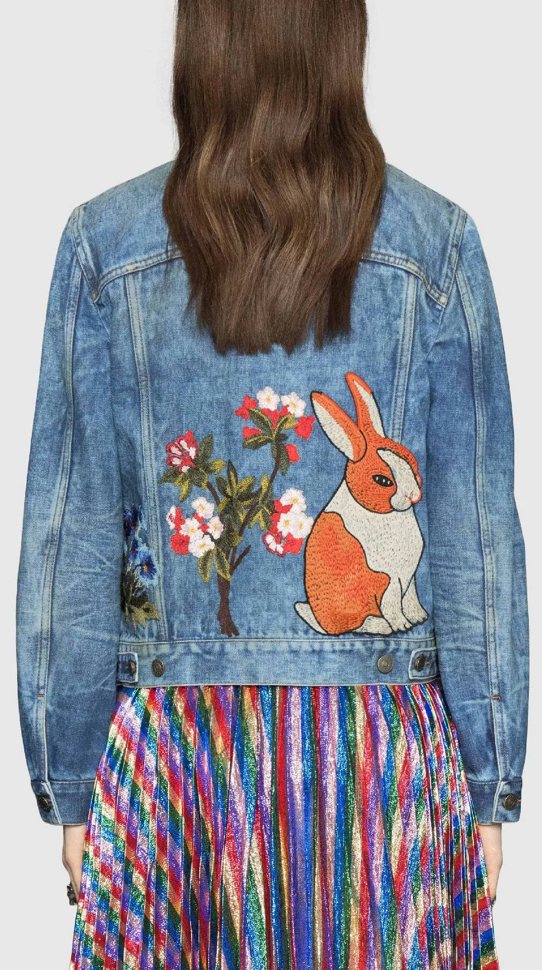 Embroidered Stained Denim Jacket