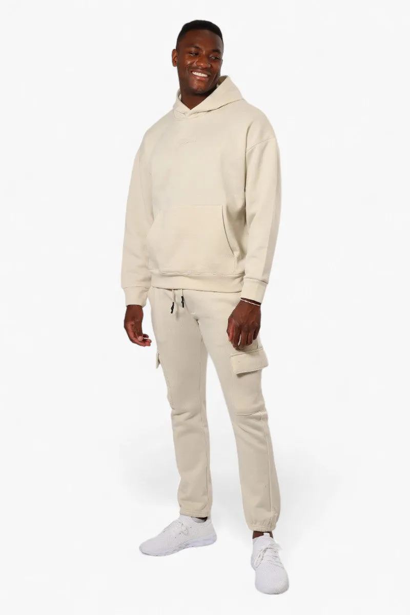 Essentials Solid Drop Shoulder Pullover Hoodie - Cream