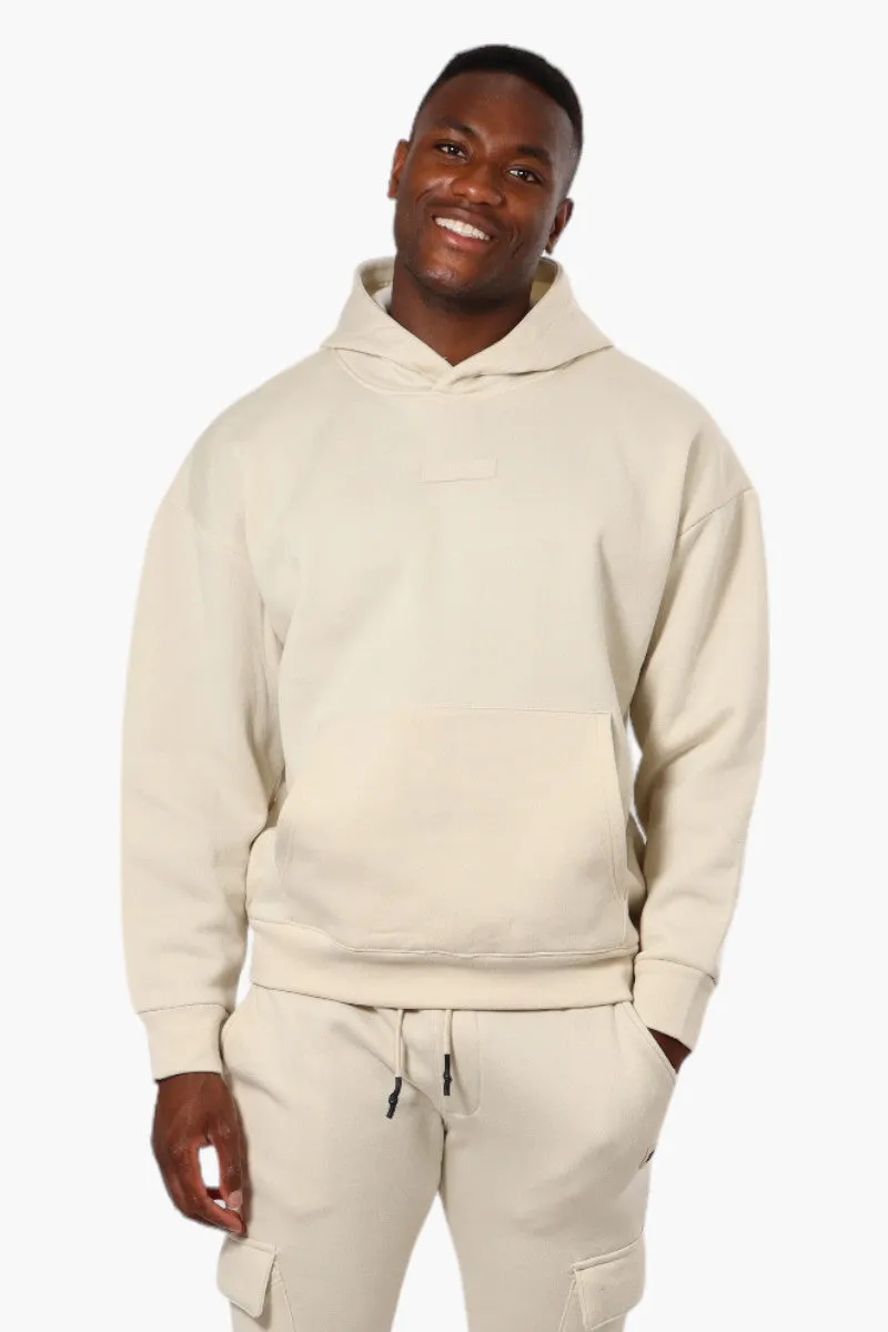 Essentials Solid Drop Shoulder Pullover Hoodie - Cream