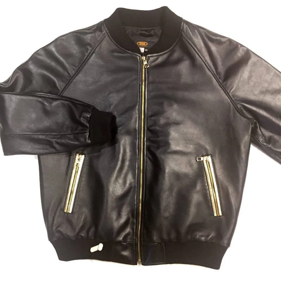 G-Gator Black/Gold Lambskin Bomber Jacket