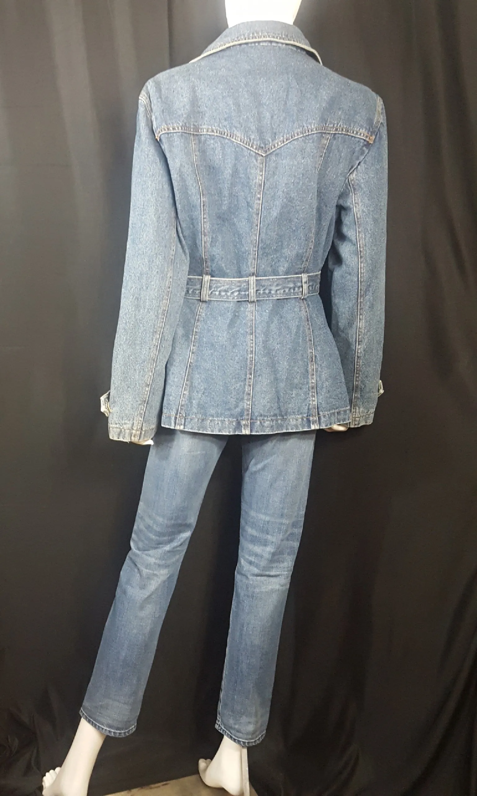 Giacca Double Breasted Belted Denim Trench Coat size XL