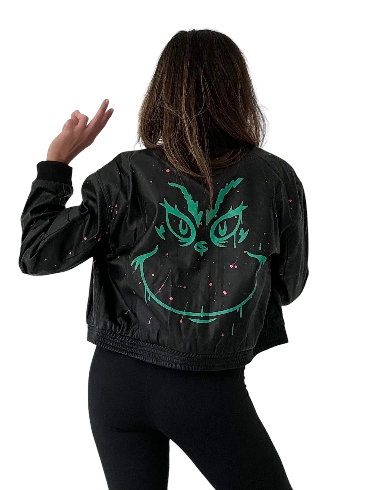 'Grouchy' Painted Leather Bomber