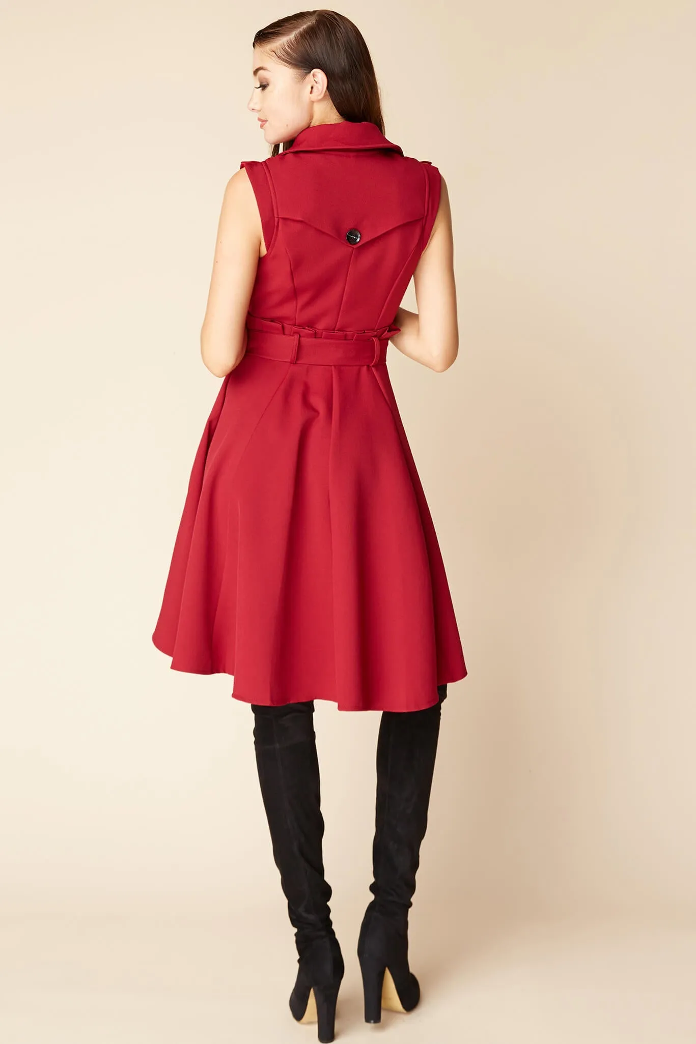 Harvard Bow Tie Trench Dress Red