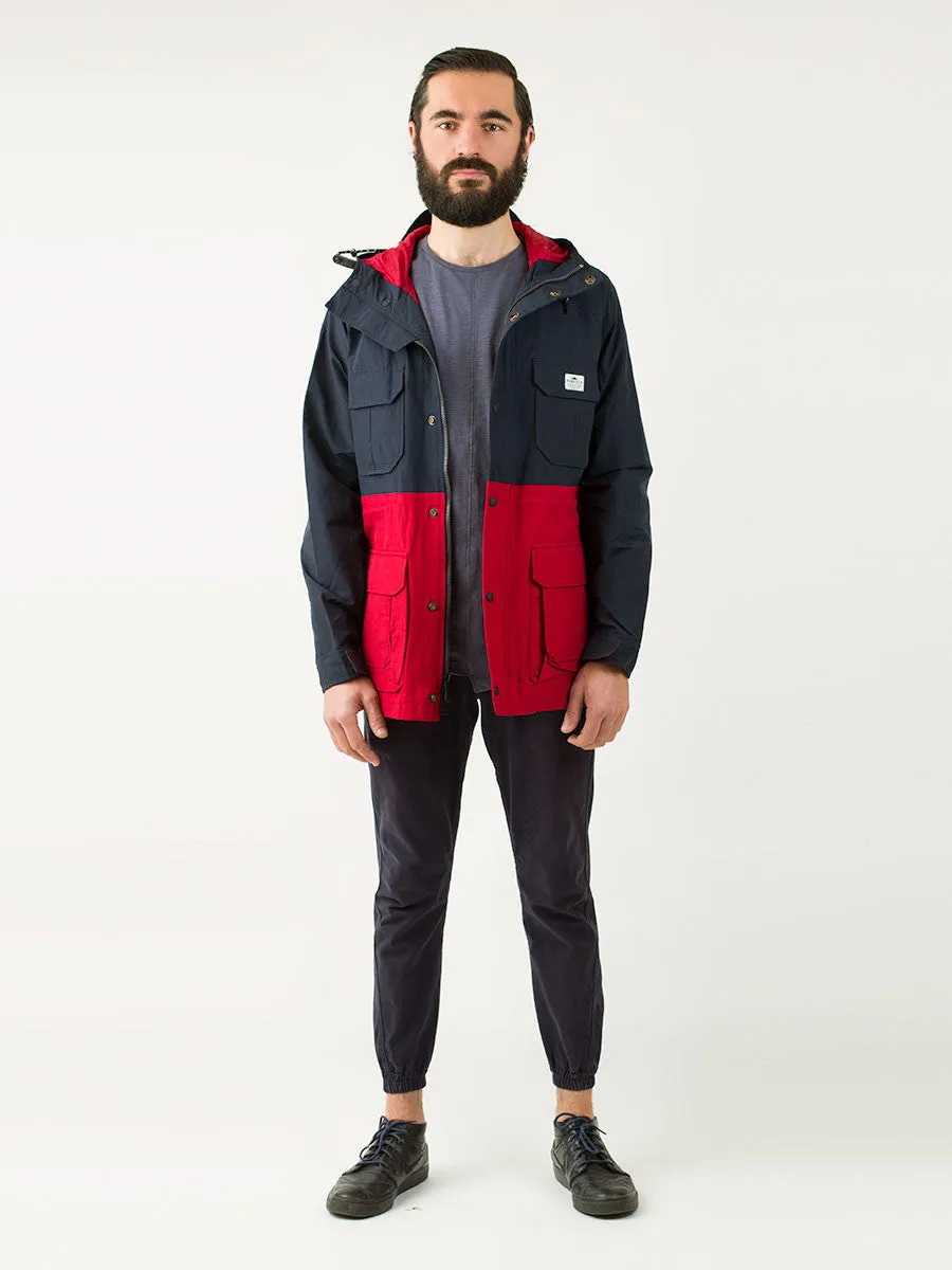 Kasson 2-Tone Mountain Parka in Navy and Deep Red