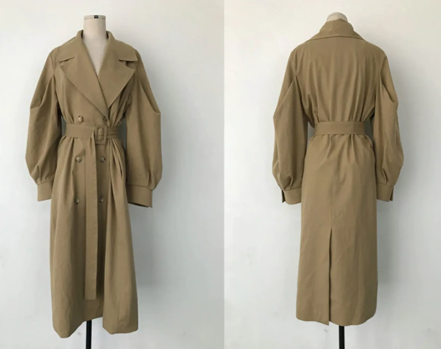 [Korean Style] Freja Voluminous Sleeve Long Trench Coat