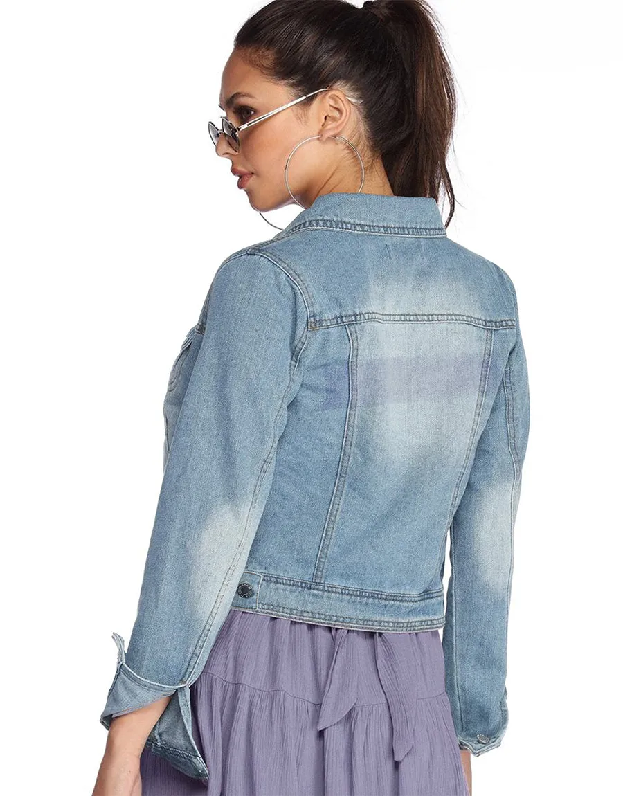 Ladies Denim Jacket-Blue