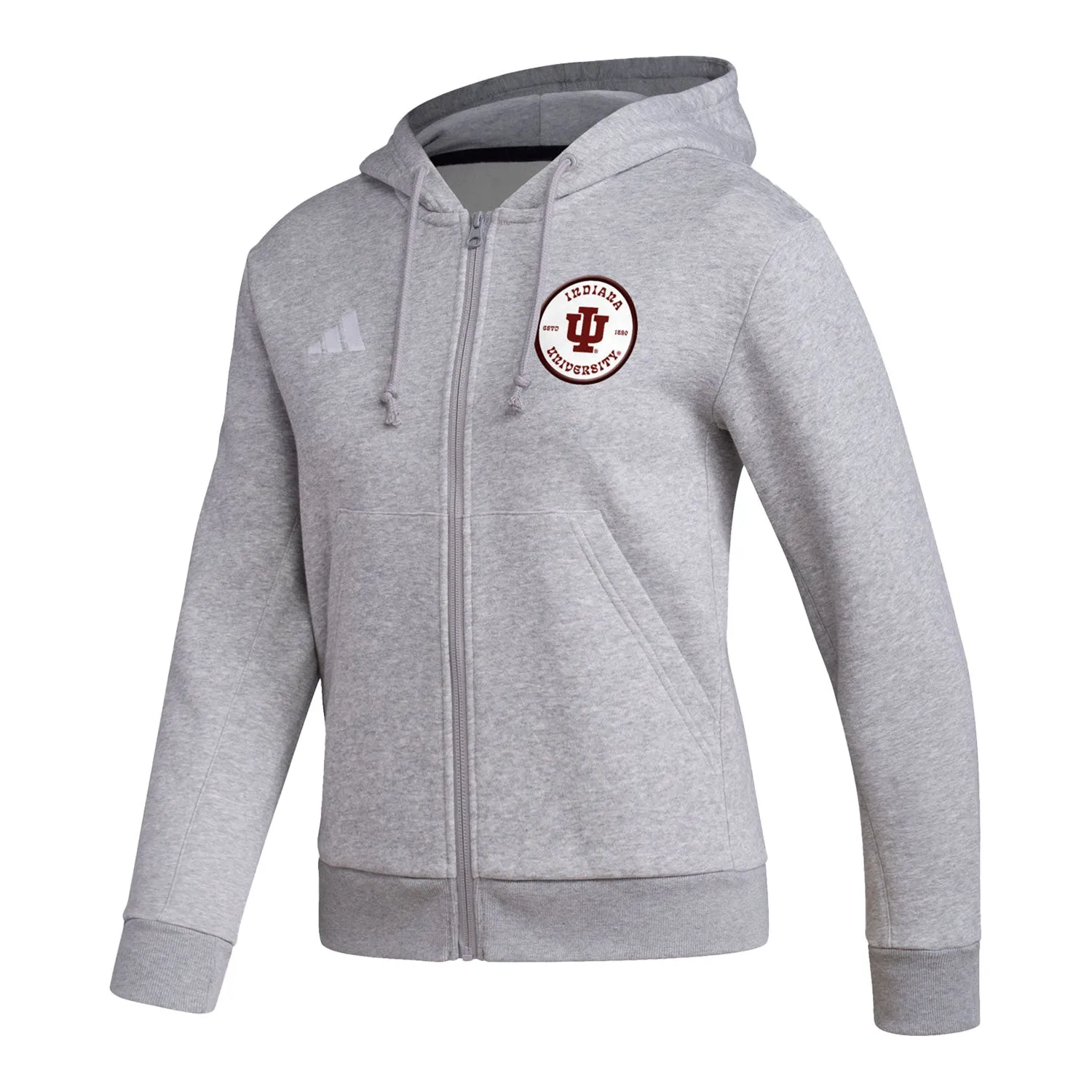 Ladies Indiana Hoosiers Adidas In The Groove Grey Full Zip Hooded Sweatshirt