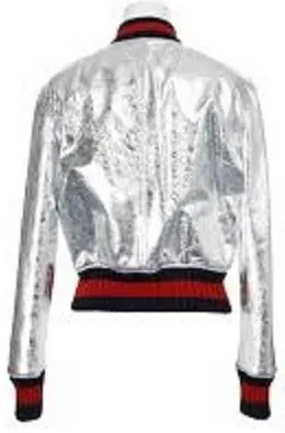 Metallic Silver Bomber Jacket