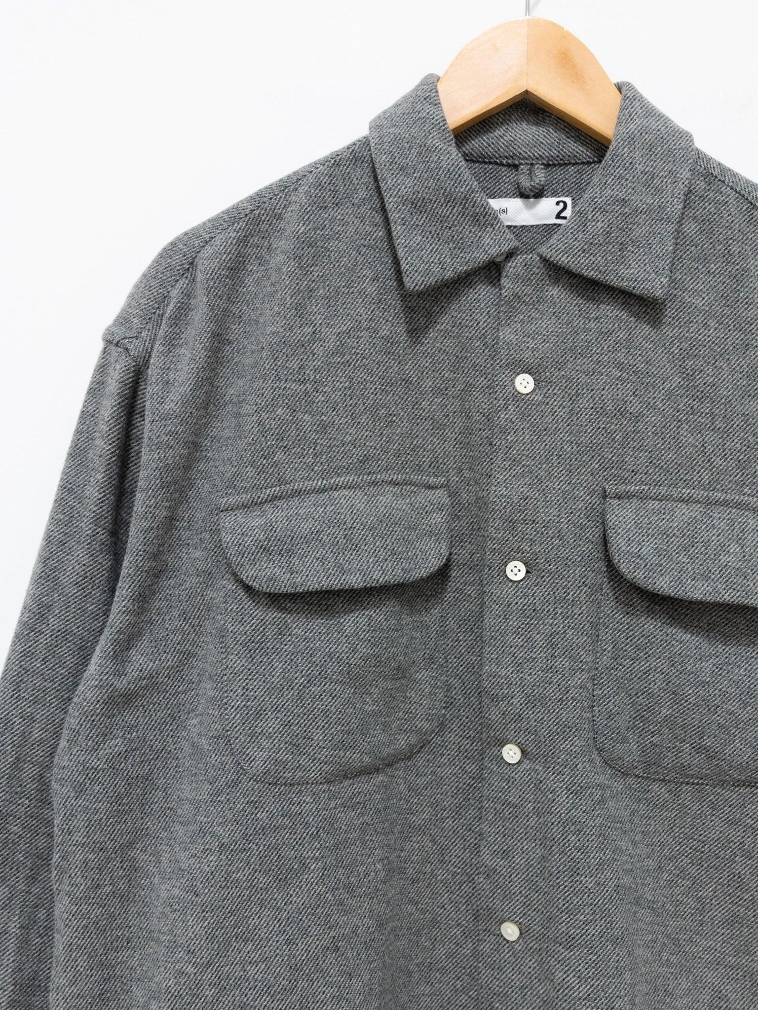 Mixed Color Cotton Round Flap Pocket Baggy Shirt - Gray