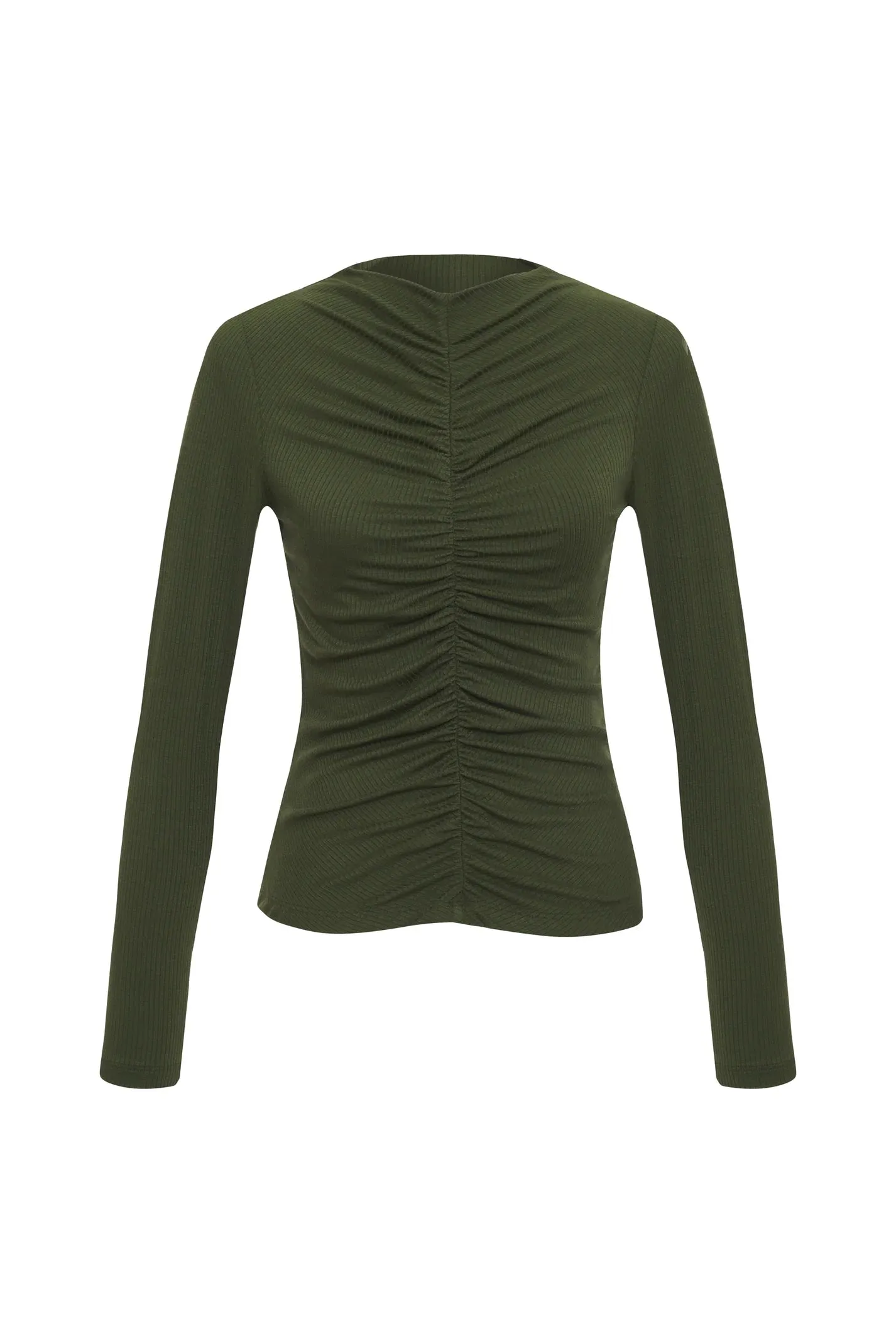 Olive Ruched Top