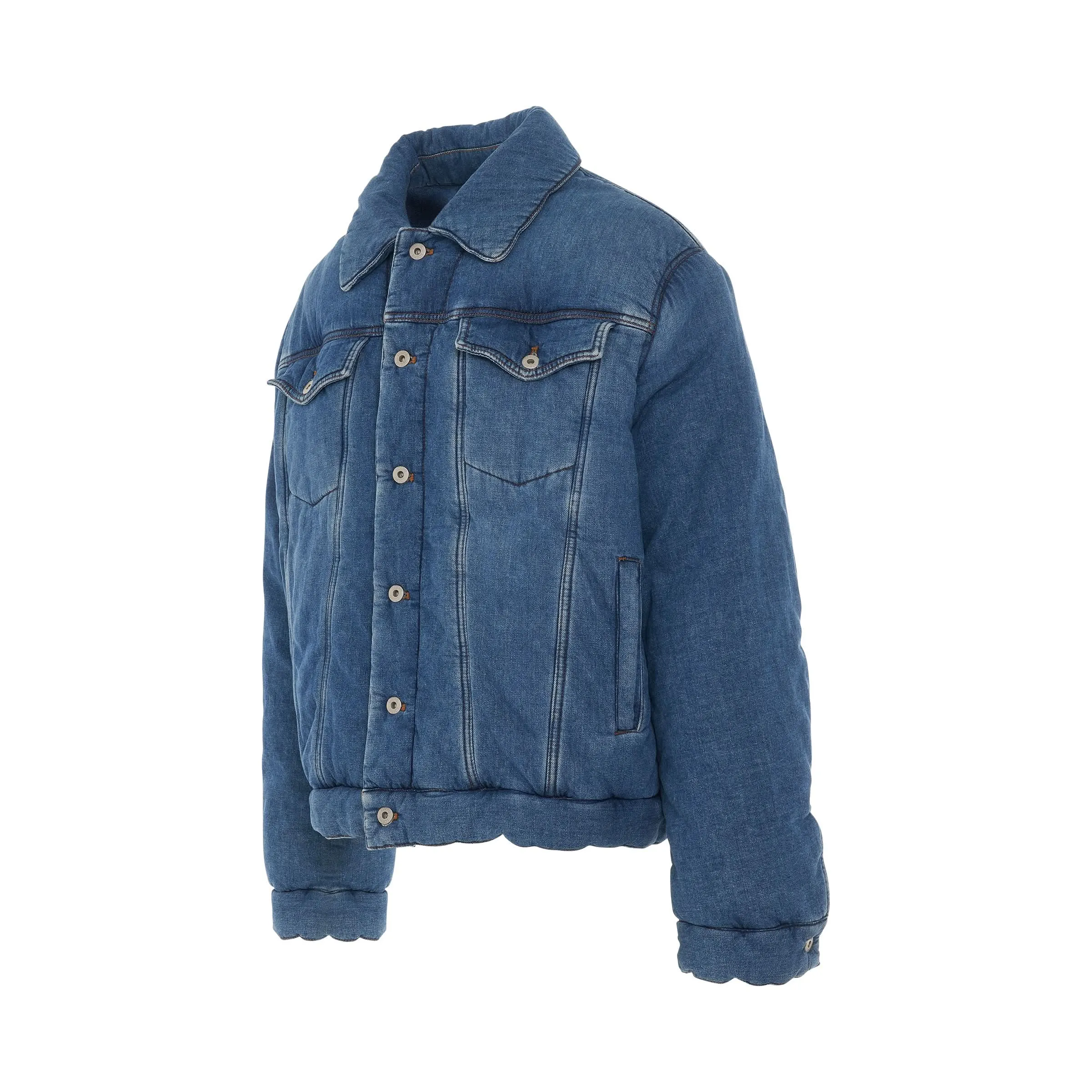 Padded Denim Jacket in Indigo Blue