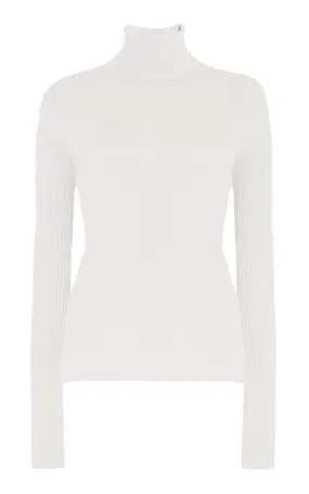 Peppe Knit Turtleneck in Ivory Cashmere Silk