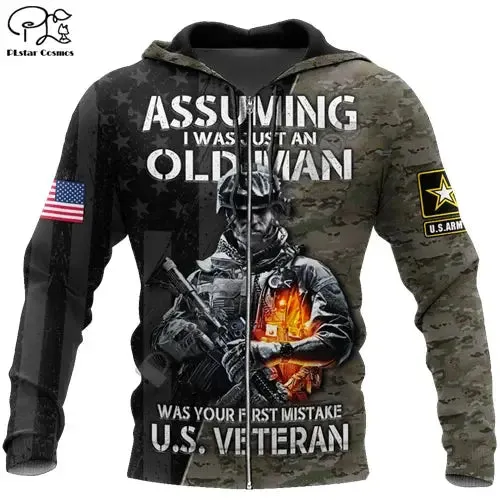 PLstar Cosmos Veteran Military Army Suit Soldier Camo Autumn Pullover NewFashion Tracksuit 3DPrint Men/Women Casual Hoodies A-9