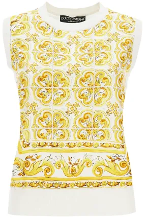 "silk sleeveless top with mai FXT06T JBSJE TRIS MAIOLICA GIALLO