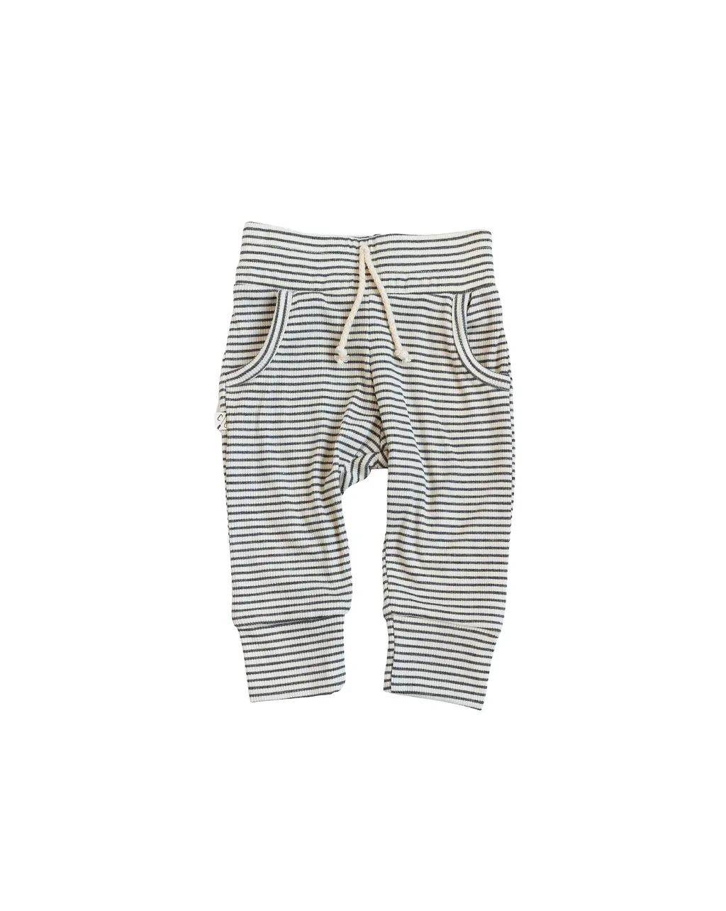 rib knit joggers CO - narrow charcoal stripe