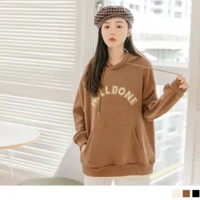 ROUND NECK LONG SLEEVE LETTER PRINTED HOODED TOPS