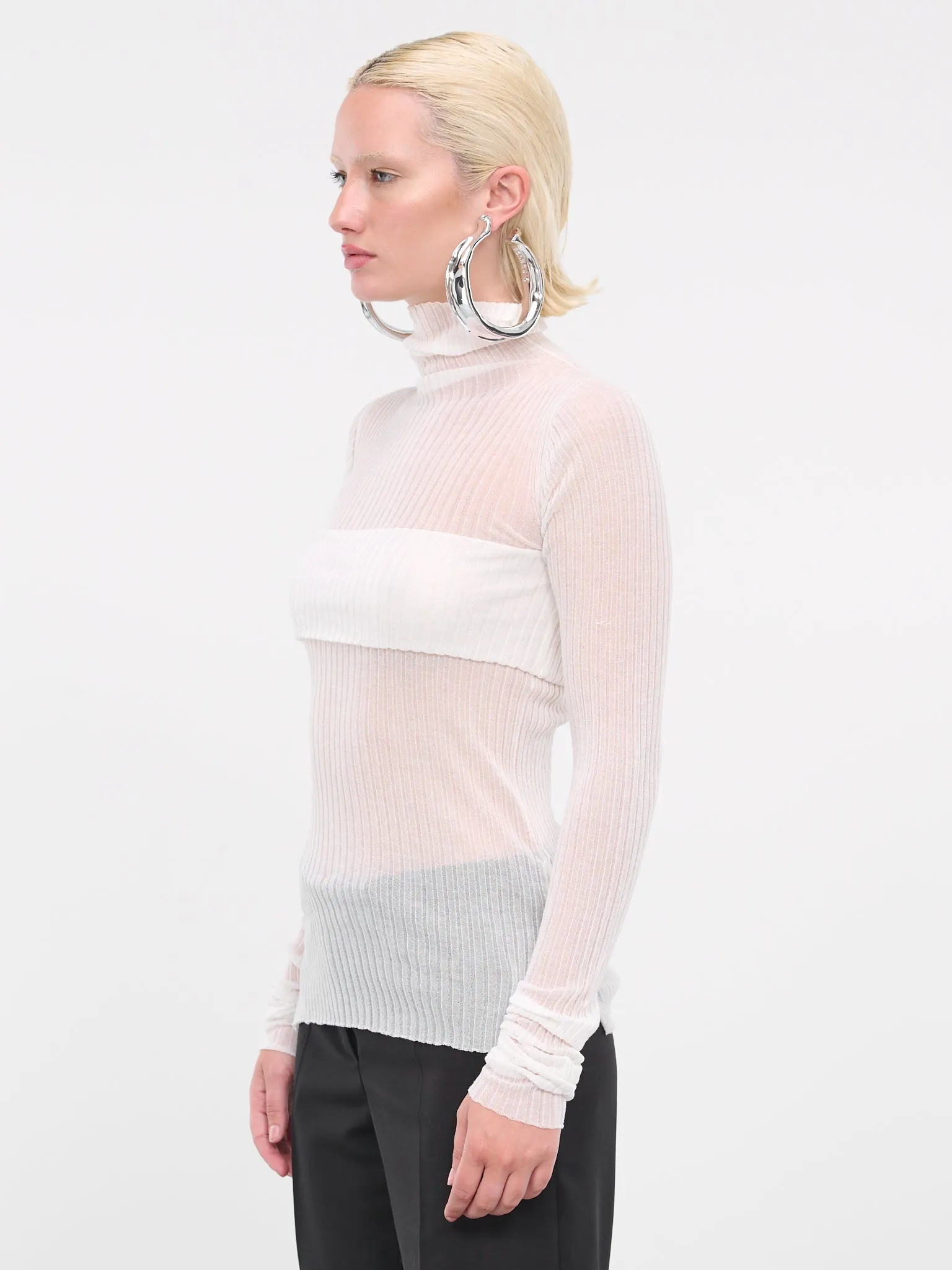 Sheer Knit Top (Q725KU-OFF-WHITE)