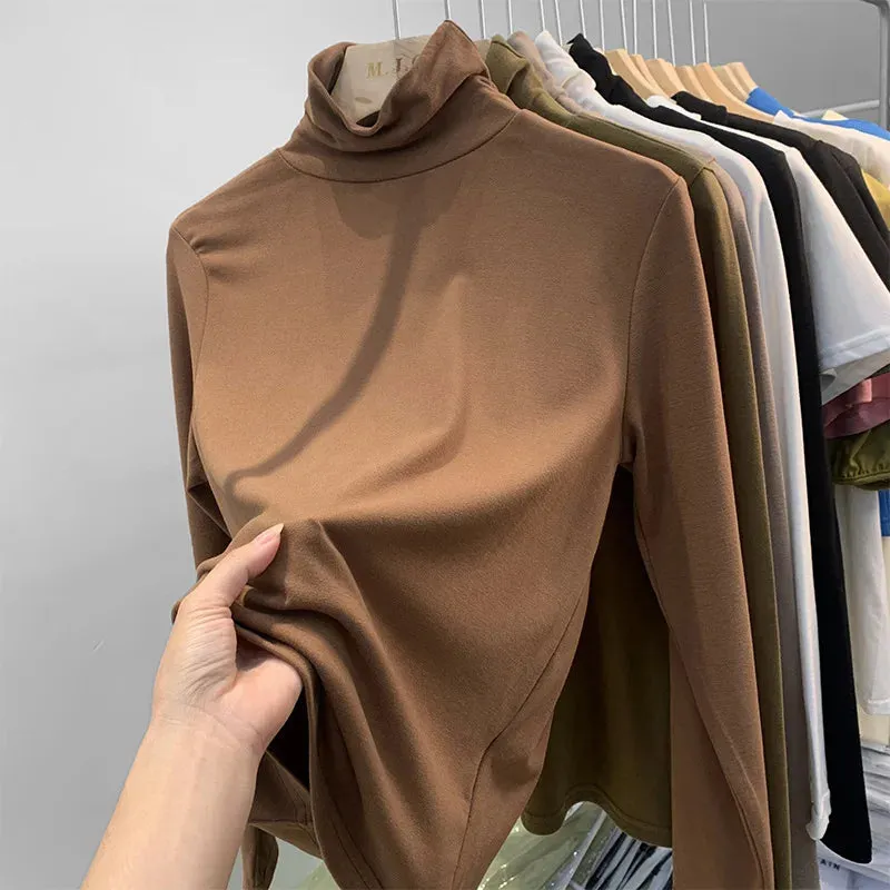 Slim Fit Turtleneck Bottoming Shirt Sleeve Tee