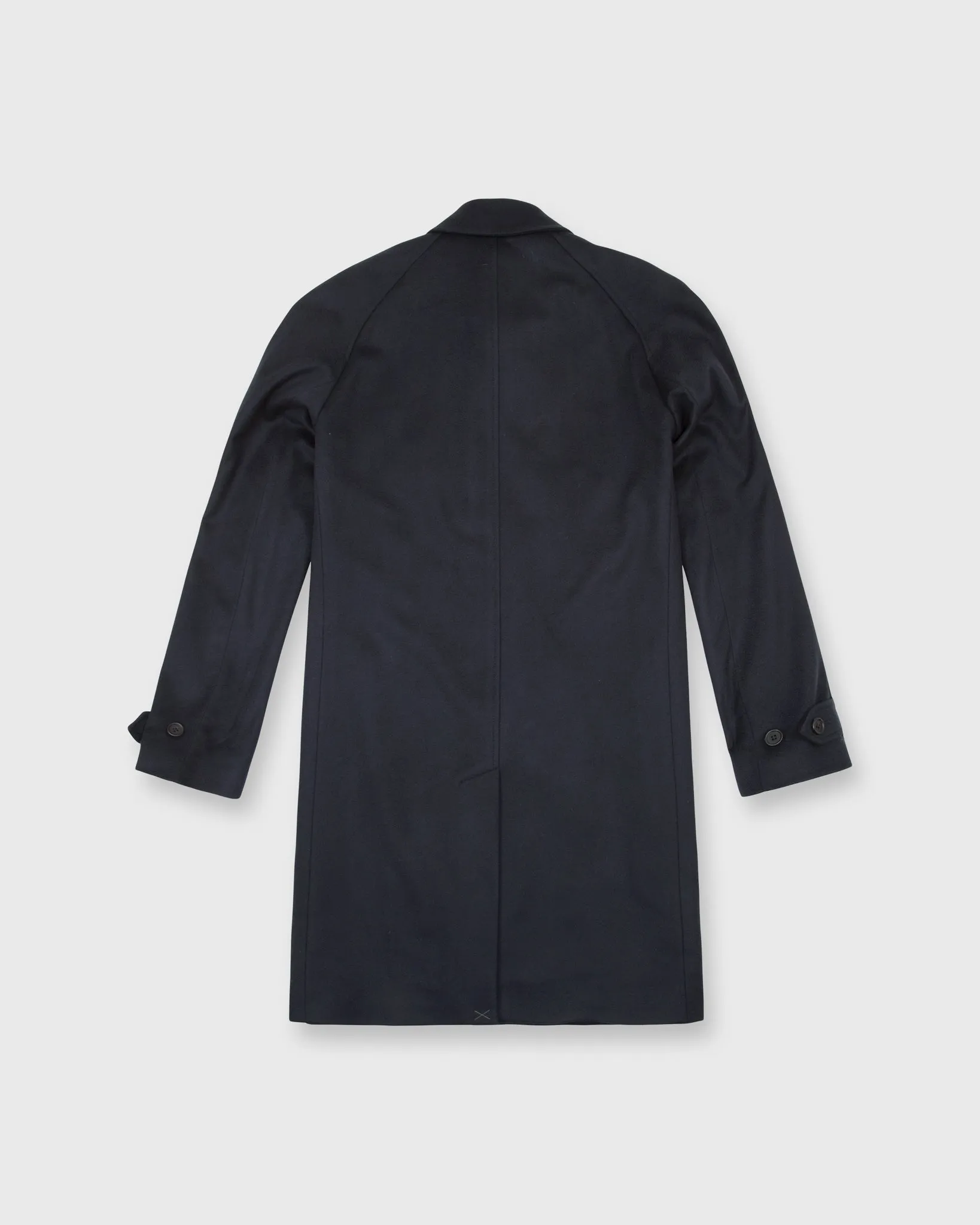 Tailored Traveler's Trench in Navy Wool/Cashmere Flannel