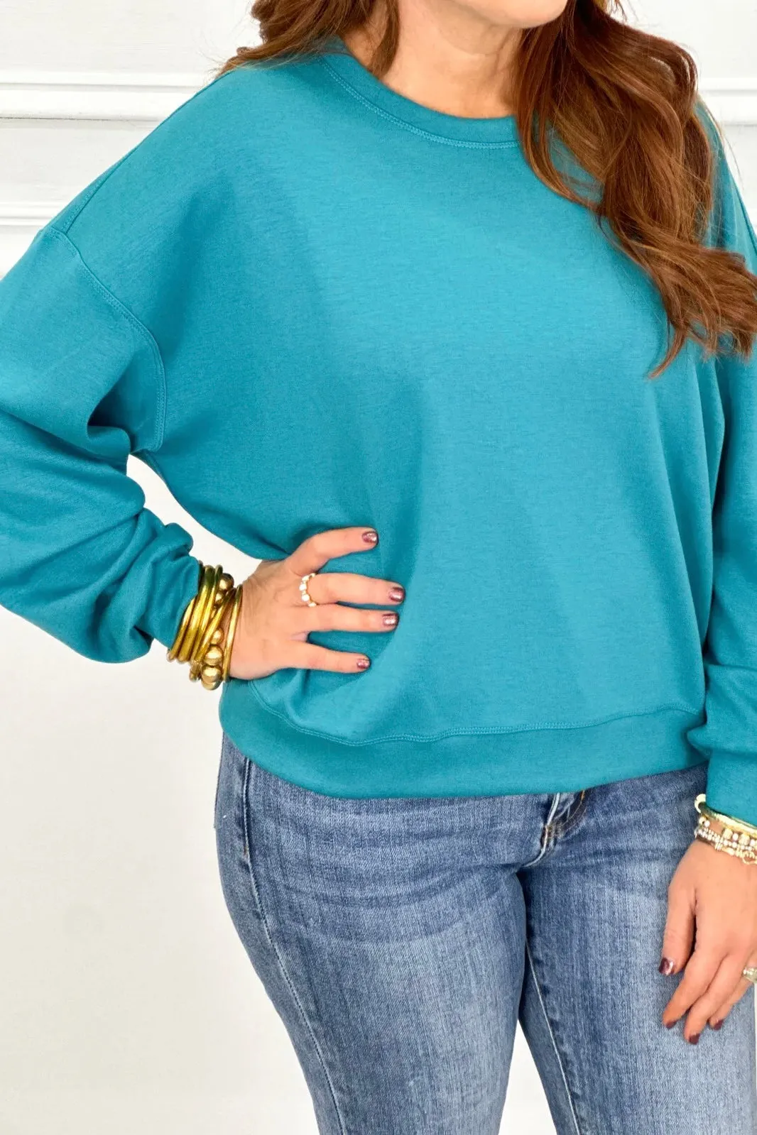 Teal Scuba Cropped Sweatshirt