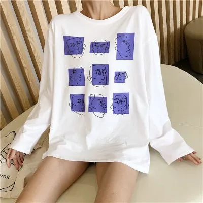 VenusFox Women cartoon print Oversized Graphic Casual Boyfriend T-Shirts