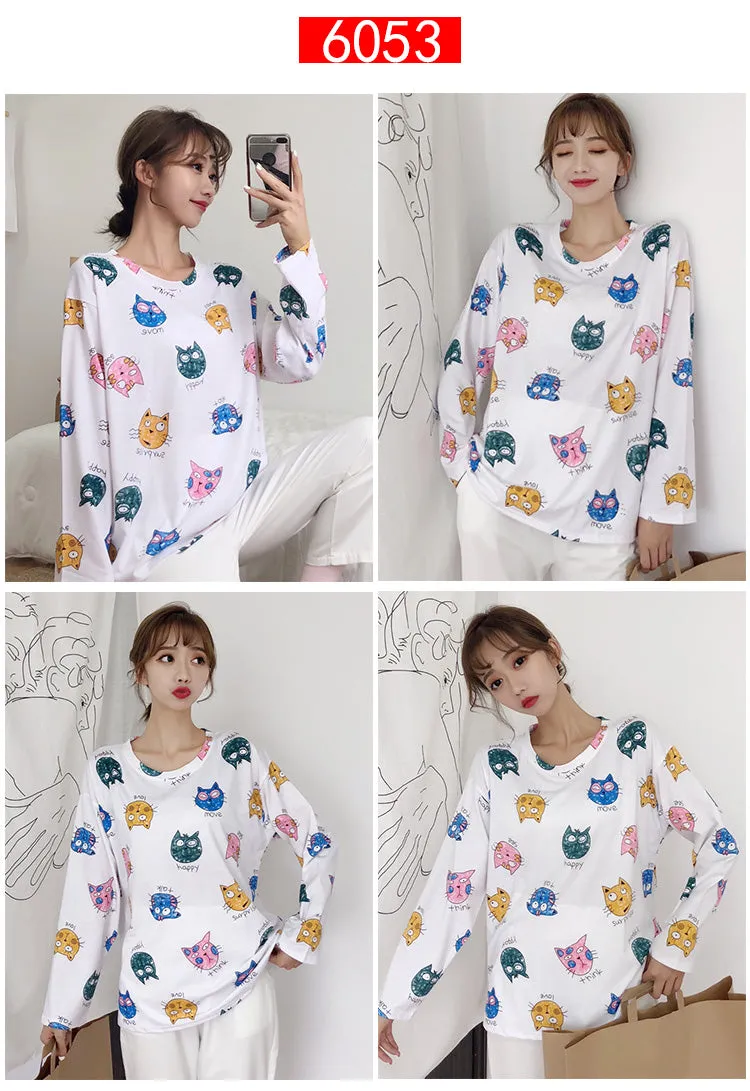 VenusFox Women cartoon print Oversized Graphic Casual Boyfriend T-Shirts