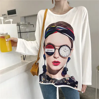 VenusFox Women cartoon print Oversized Graphic Casual Boyfriend T-Shirts