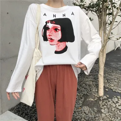 VenusFox Women cartoon print Oversized Graphic Casual Boyfriend T-Shirts