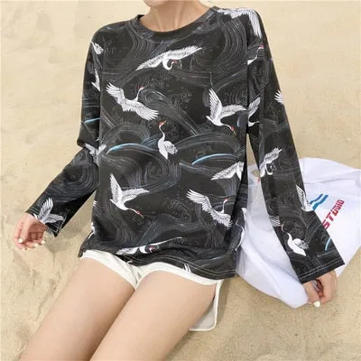 VenusFox Women cartoon print Oversized Graphic Casual Boyfriend T-Shirts