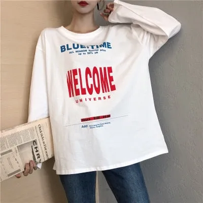 VenusFox Women cartoon print Oversized Graphic Casual Boyfriend T-Shirts