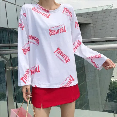 VenusFox Women cartoon print Oversized Graphic Casual Boyfriend T-Shirts