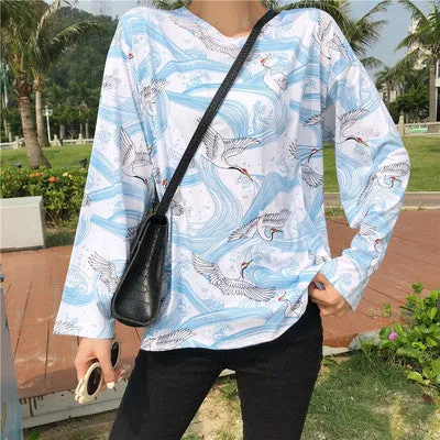 VenusFox Women cartoon print Oversized Graphic Casual Boyfriend T-Shirts