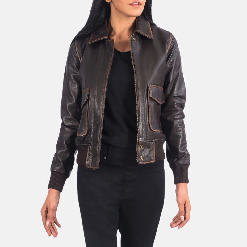 Westa A-2 Brown Leather Bomber Jacket