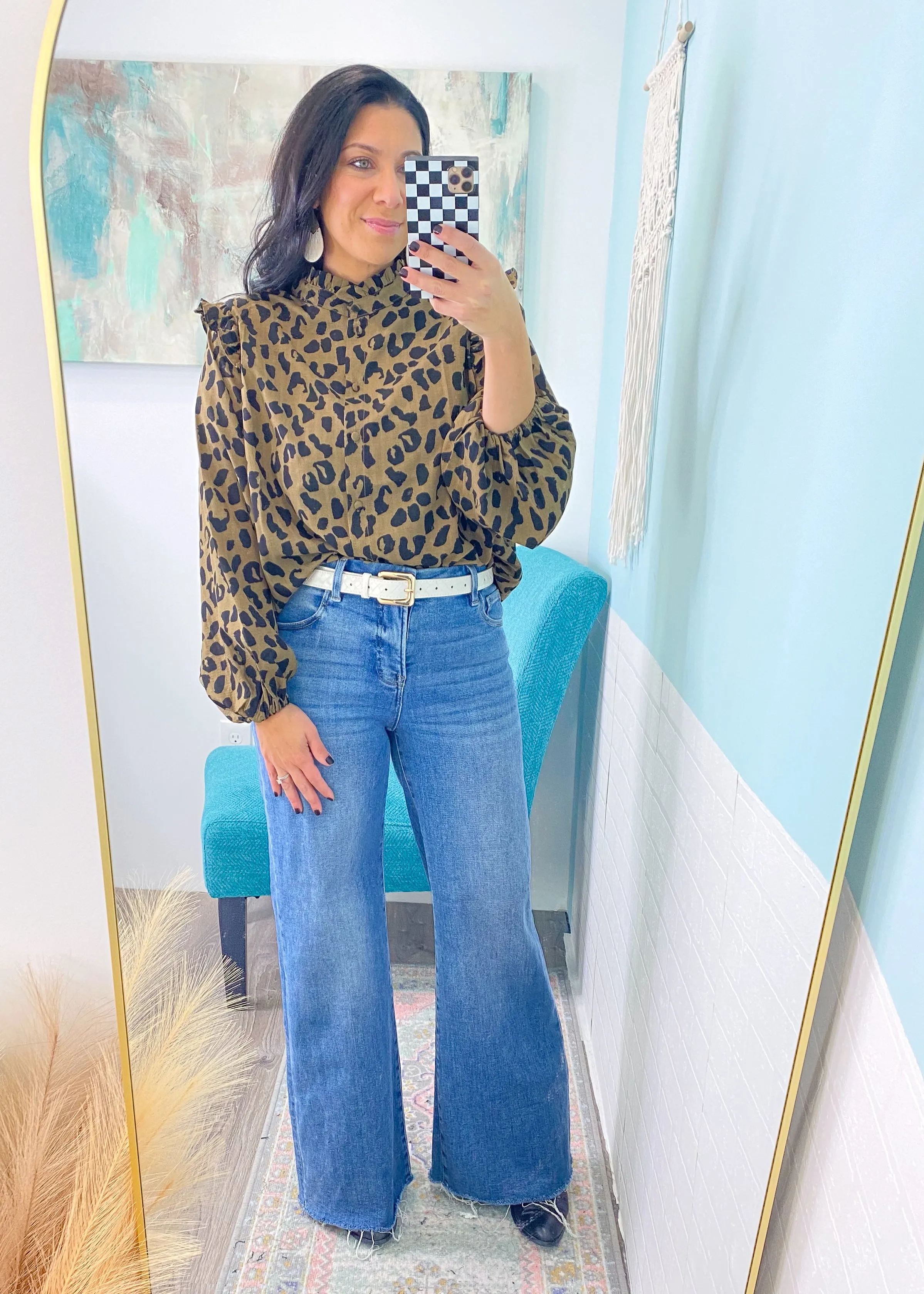 'Wildcat' Ruffle Trim Leopard Print Top